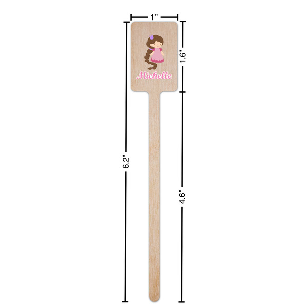 Princess Print Wooden 6.25" Stir Stick - Rectangular - Dimensions