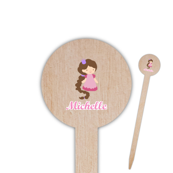Custom Princess Print Round Wooden Food Picks (Personalized)