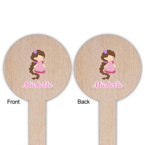 Princess Print Wooden 6" Food Pick - Round - Double Sided - Front & Back