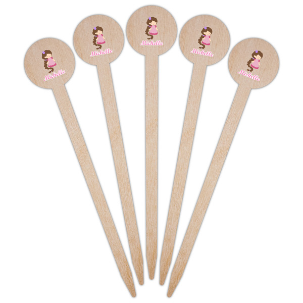 Princess Print Wooden 6" Food Pick - Round - Fan View