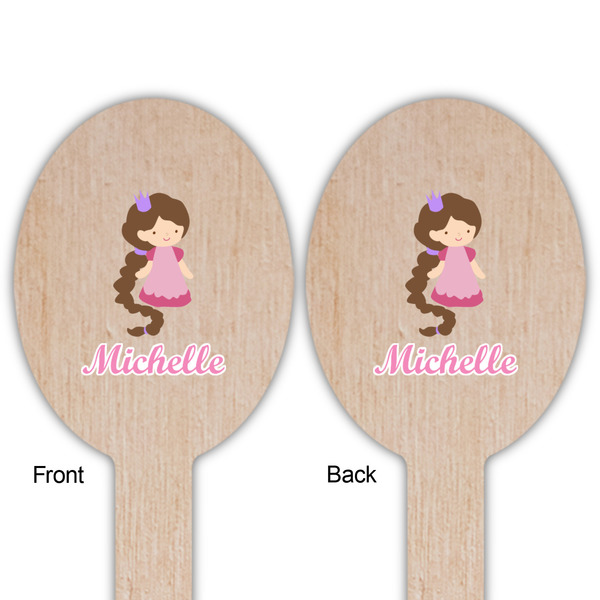 Princess Print Wooden Food Pick - Oval - Double Sided - Front & Back