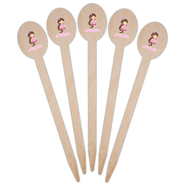 Princess Print Wooden Food Pick - Oval - Fan View