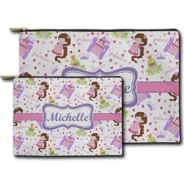 Princess Print Zippered Pouches - Size Comparison