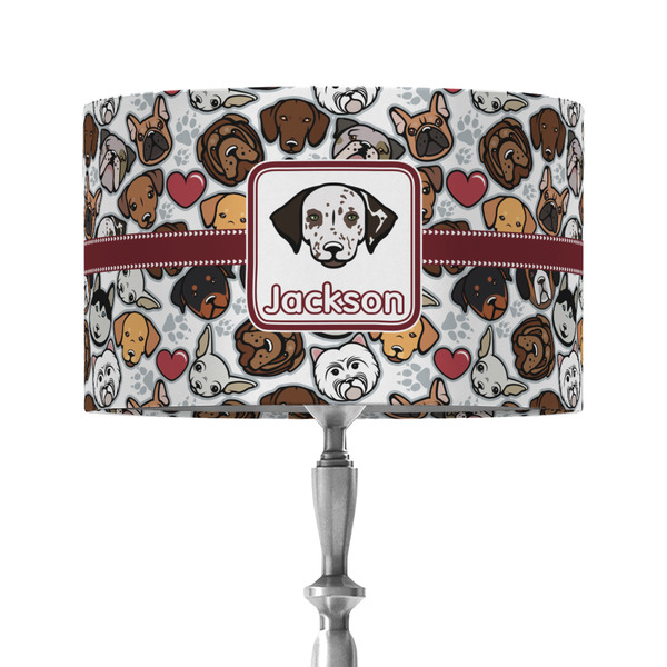 Dog Faces 12" Drum Lampshade - ON STAND (Fabric)