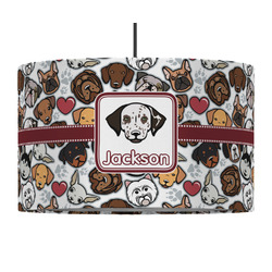 Dog Faces 12" Drum Pendant Lamp - Fabric (Personalized)