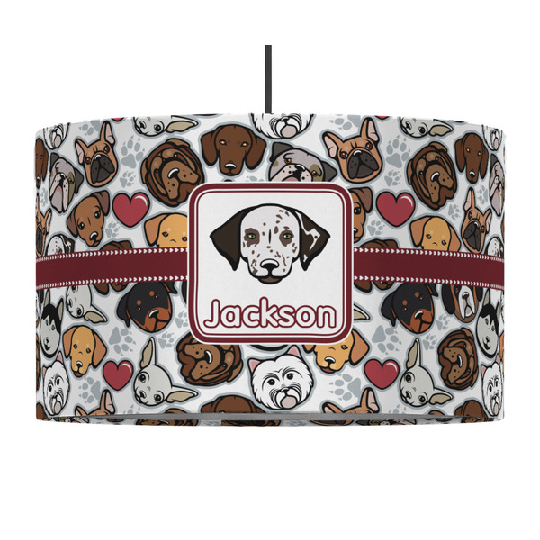 Custom Dog Faces 12" Drum Pendant Lamp - Fabric (Personalized)