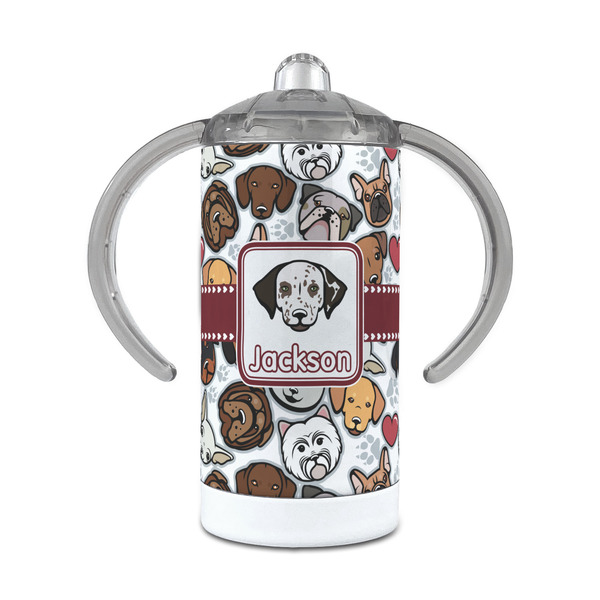 Custom Dog Faces 12 oz Stainless Steel Sippy Cup (Personalized)