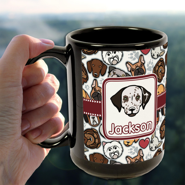Dog Faces 15oz. Black Mug - LIFESTYLE