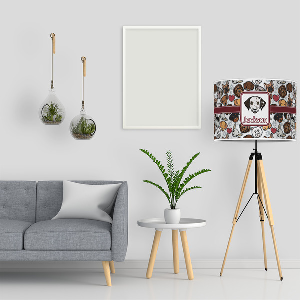 Dog Faces 16" Drum Lampshade - LIFESTYLE