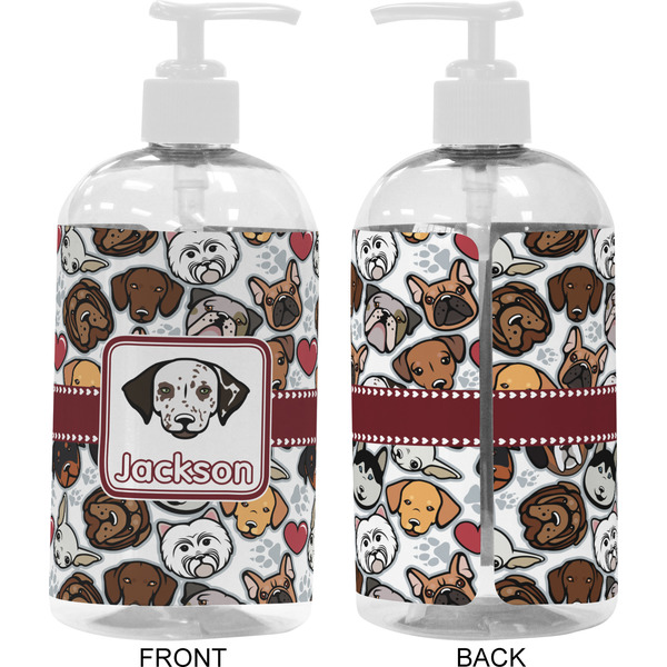 Dog Faces 16 oz Plastic Liquid Dispenser- Approval- White