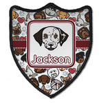 Dog Faces Iron On Shield Patch B w/ Name or Text