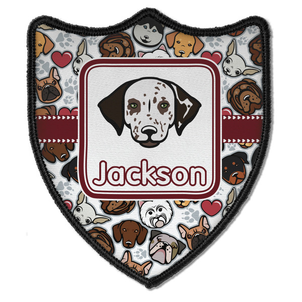 Custom Dog Faces Iron On Shield Patch B w/ Name or Text