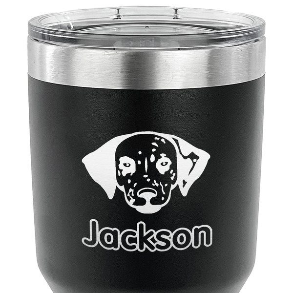Dog Faces 30 oz Stainless Steel Ringneck Tumbler - Black - CLOSE UP
