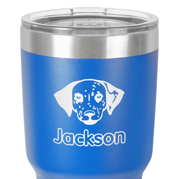 Dog Faces 30 oz Stainless Steel Ringneck Tumbler - Blue - Close Up