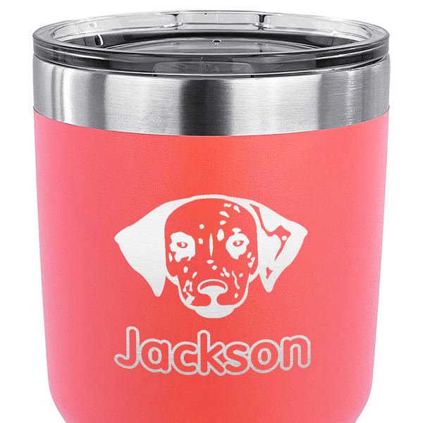 Dog Faces 30 oz Stainless Steel Ringneck Tumbler - Coral - CLOSE UP