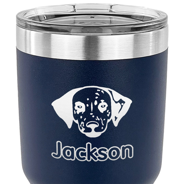 Dog Faces 30 oz Stainless Steel Ringneck Tumbler - Navy - CLOSE UP