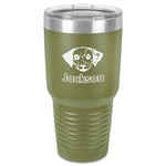Dog Faces 30 oz Stainless Steel Tumbler - Olive - Single-Sided (Personalized)