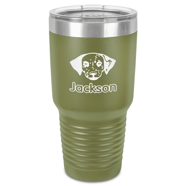 Custom Dog Faces 30 oz Stainless Steel Tumbler - Olive - Single-Sided (Personalized)