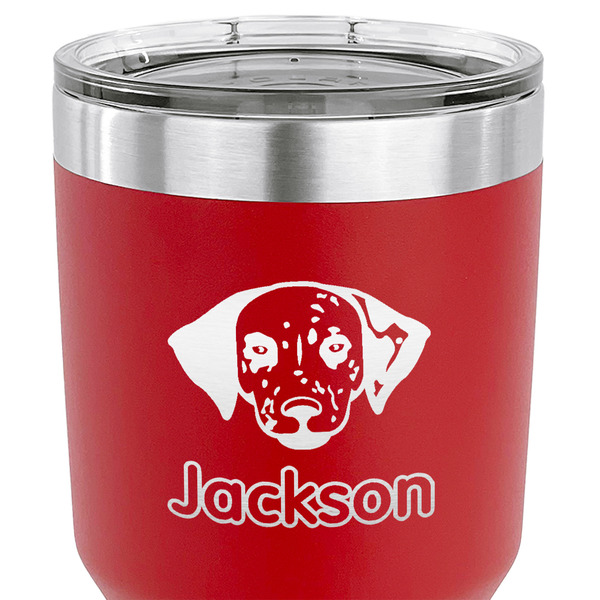 Dog Faces 30 oz Stainless Steel Ringneck Tumbler - Red - CLOSE UP