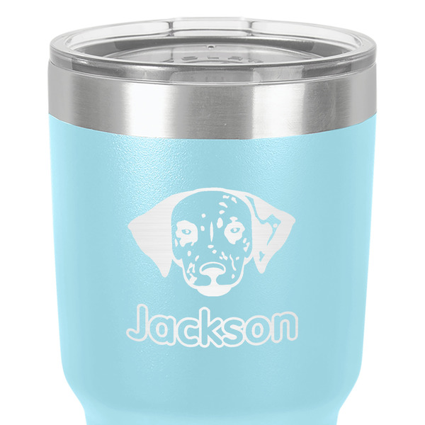 Dog Faces 30 oz Stainless Steel Ringneck Tumbler - Teal - Close Up