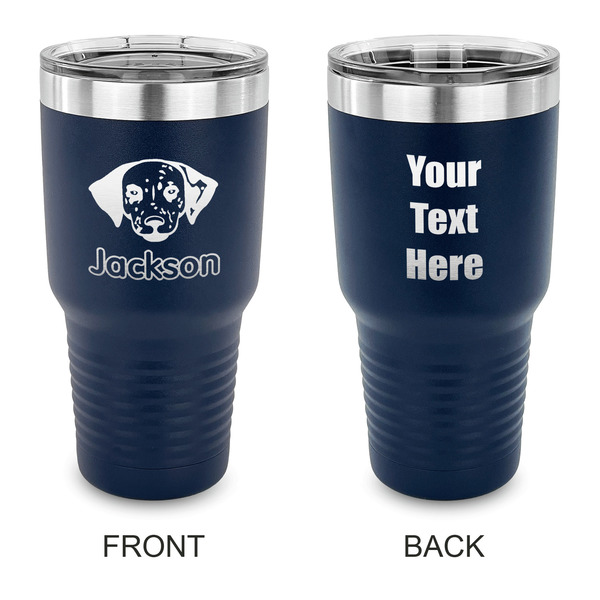 Custom Dog Faces 30 oz Stainless Steel Tumbler - Navy - Double Sided (Personalized)