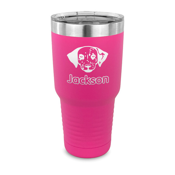 Dog Faces 30 oz Stainless Steel Ringneck Tumblers - Pink - FRONT
