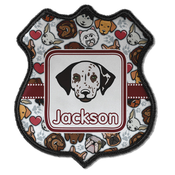 Custom Dog Faces Iron On Shield Patch C w/ Name or Text