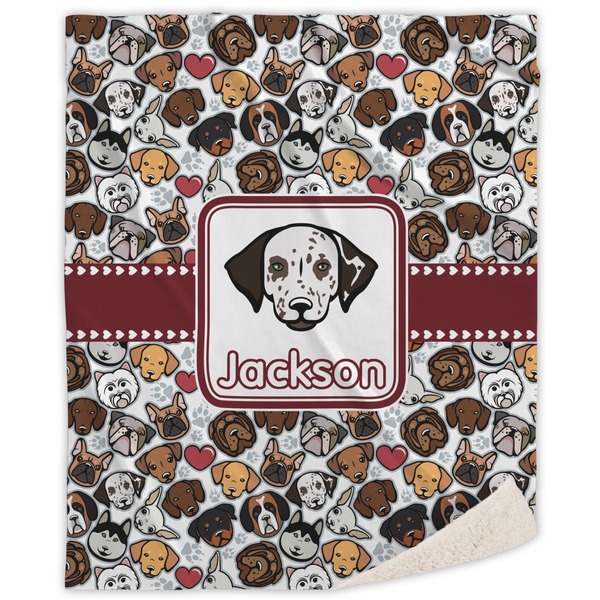 Custom Dog Faces Sherpa Throw Blanket - 50"x60" (Personalized)