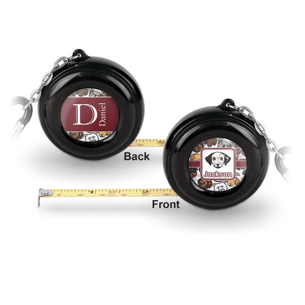 Dog Faces 6-Ft Pocket Tape Measure with Carabiner Hook - Front and Back