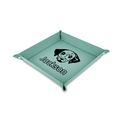 Dog Faces 6" x 6" Teal Faux Leather Valet Tray (Personalized)