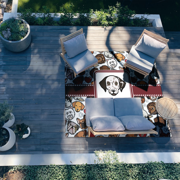 Dog Faces 8'x10' Patio Rug - In context