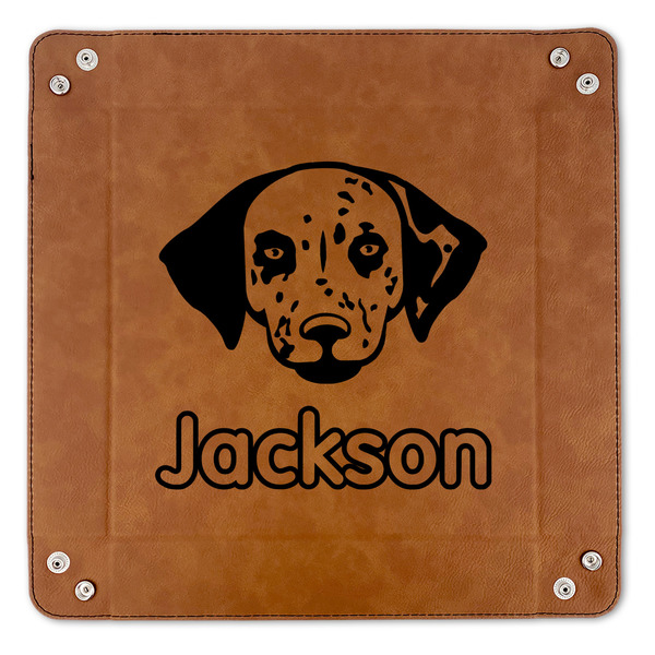 Dog Faces 9" x 9" Leatherette Snap Up Tray - APPROVAL (FLAT)