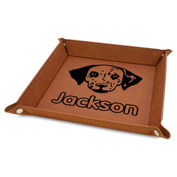 Dog Faces 9" x 9" Faux Leather Valet Tray w/ Name or Text