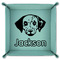 Dog Faces 9" x 9" Teal Leatherette Snap Up Tray - FOLDED