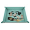 Dog Faces 9" x 9" Teal Leatherette Snap Up Tray - STYLED