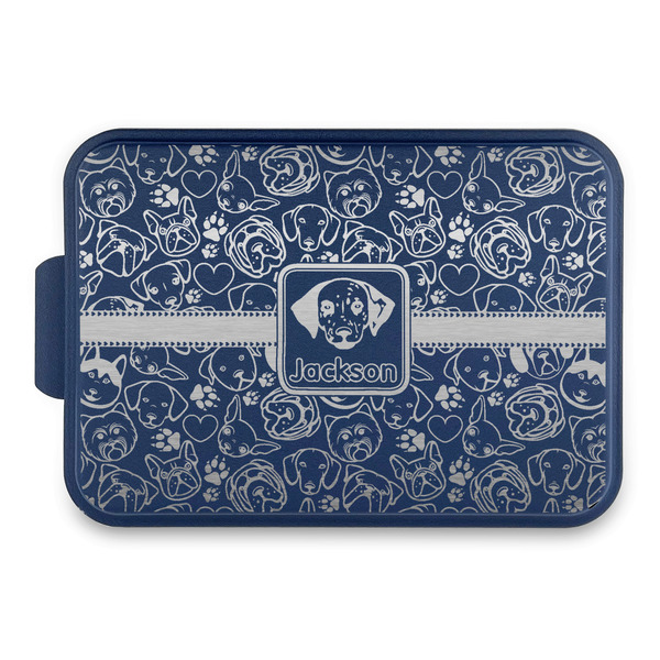 Custom Dog Faces Aluminum Baking Pan with Navy Lid (Personalized)