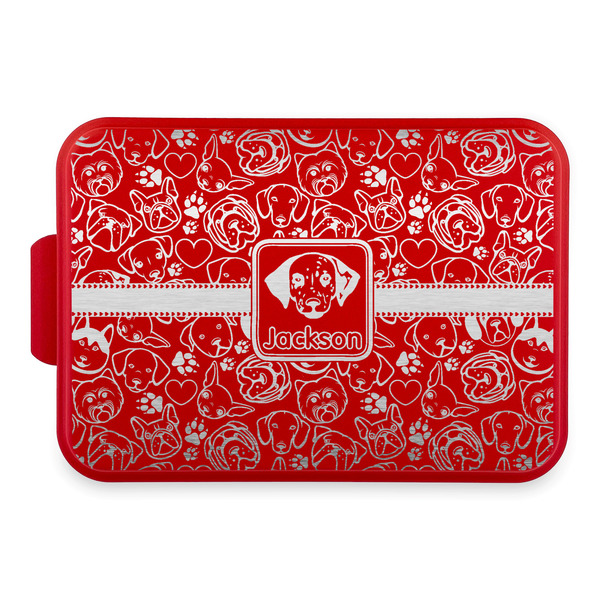 Custom Dog Faces Aluminum Baking Pan with Red Lid (Personalized)