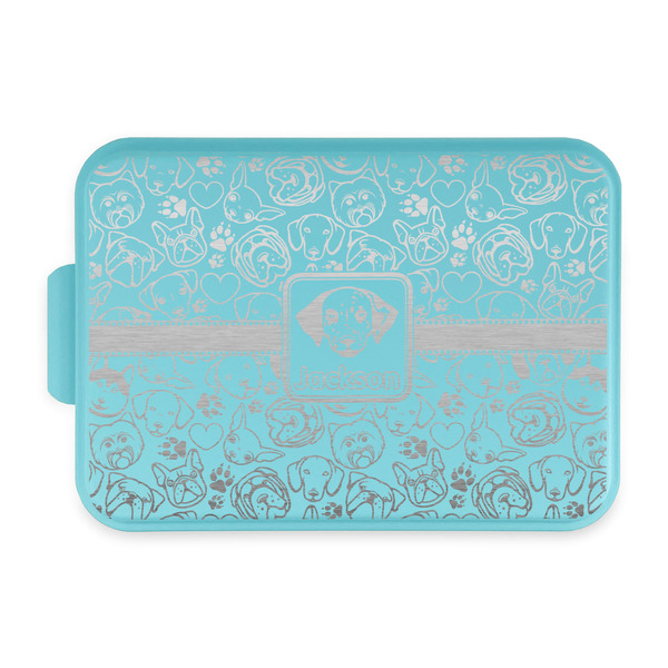 Custom Dog Faces Aluminum Baking Pan with Teal Lid (Personalized)
