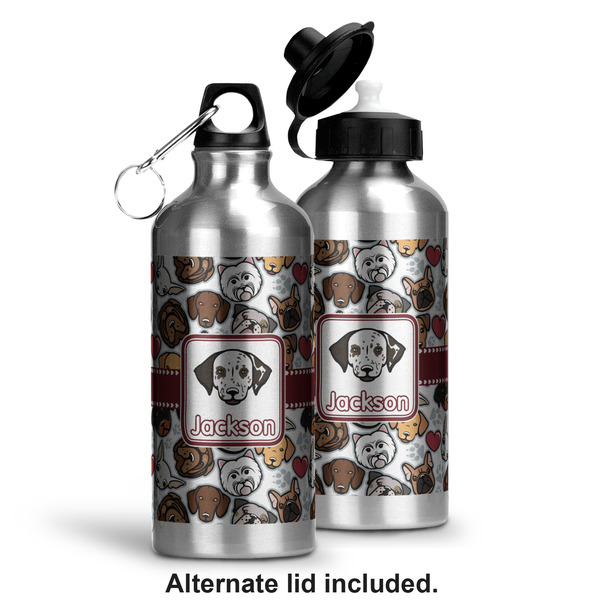 Dog Faces Aluminum Water Bottle - Alternate lid options