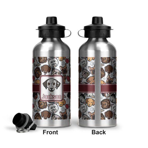 Dog Faces Aluminum Water Bottle - Front and Back