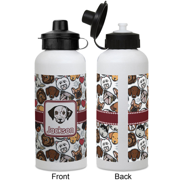 Dog Faces Aluminum Water Bottle - White APPROVAL