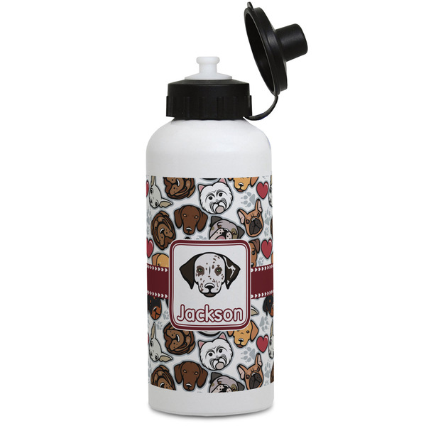Custom Dog Faces Water Bottles - Aluminum - 20 oz - White (Personalized)