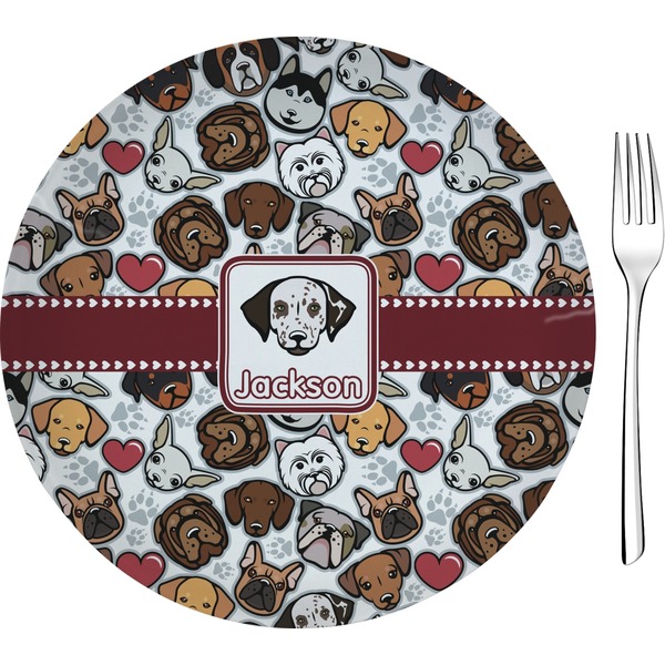 Custom Dog Faces Glass Appetizer / Dessert Plate 8" (Personalized)