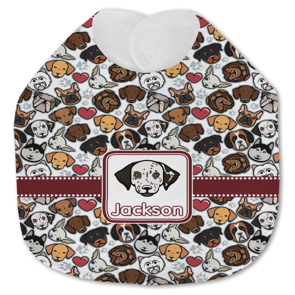 Custom Dog Faces Jersey Knit Baby Bib w/ Name or Text