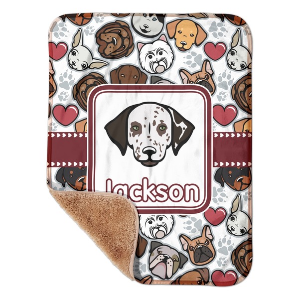 Custom Dog Faces Sherpa Baby Blanket - 30" x 40" w/ Name or Text