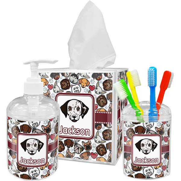 Dog Faces Bathroom Accessories Set (Personalized)
