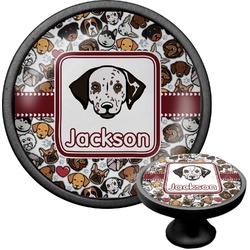 Dog Faces Cabinet Knob (Black) (Personalized)