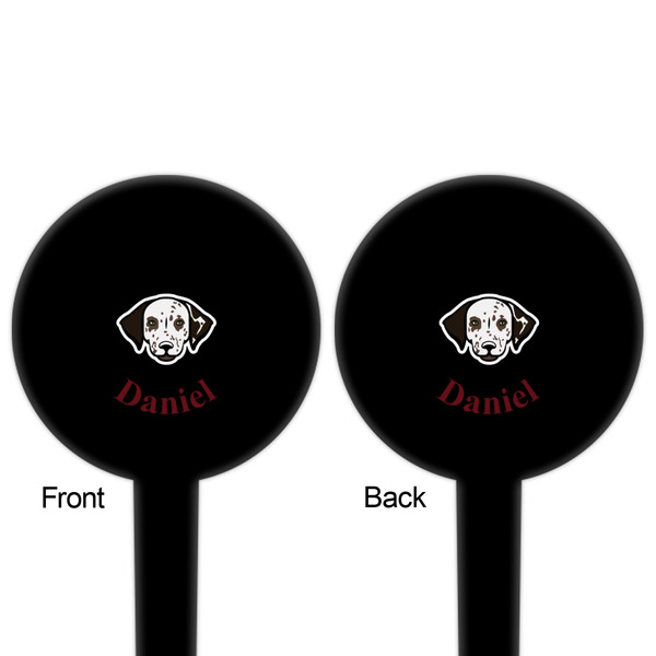 Dog Faces Black Plastic 4" Food Pick - Round - Double Sided - Front & Back