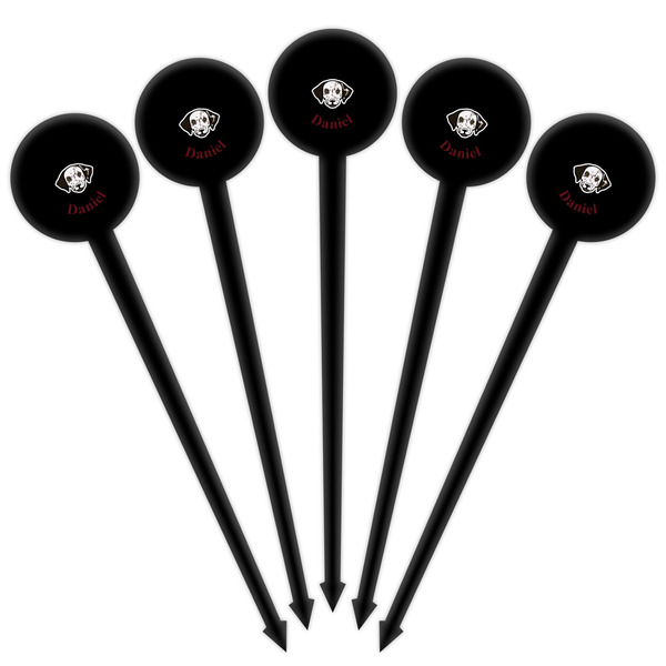 Dog Faces Black Plastic 4" Food Pick - Round - Fan View