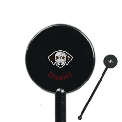 Dog Faces 5.5" Round Plastic Stir Sticks - Black - Double Sided (Personalized)